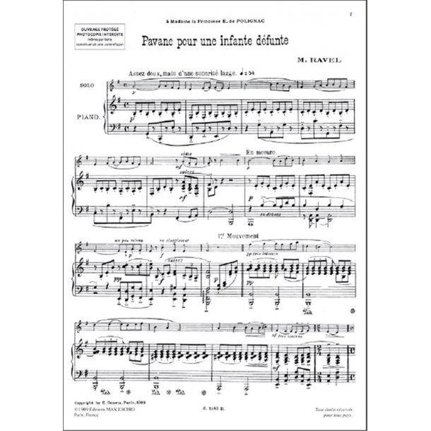 Pavane Pour Une Infante Defunte Hautbois-Piano